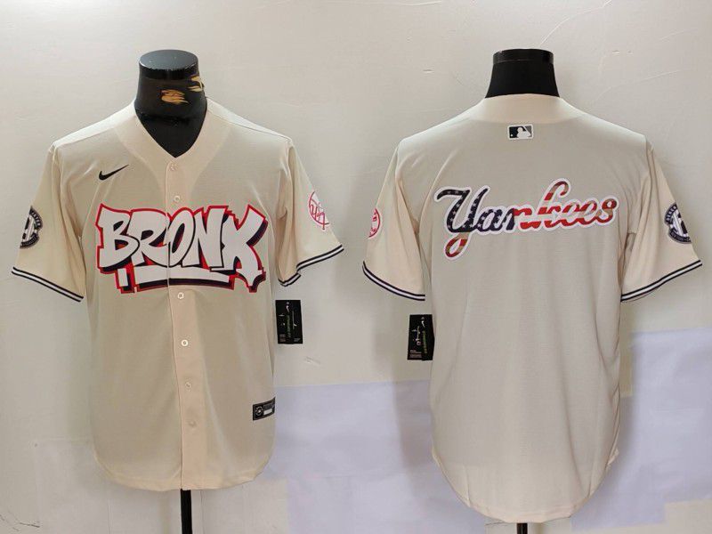 Men New York Yankees Blank Cream joint name 2024 Nike MLB Jersey style 4->new york yankees->MLB Jersey